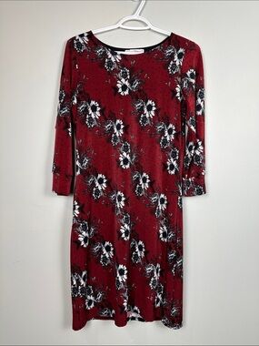 Vintage Y2K stretchy floral burgundy dress black Whimsigoth dark romantic